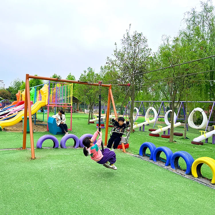 Zhuoyuan Adventure Playground Equipment Kids Zip-Lining Children Toy Play Rope Zip Lines Outdoor Zip Line Park For Children