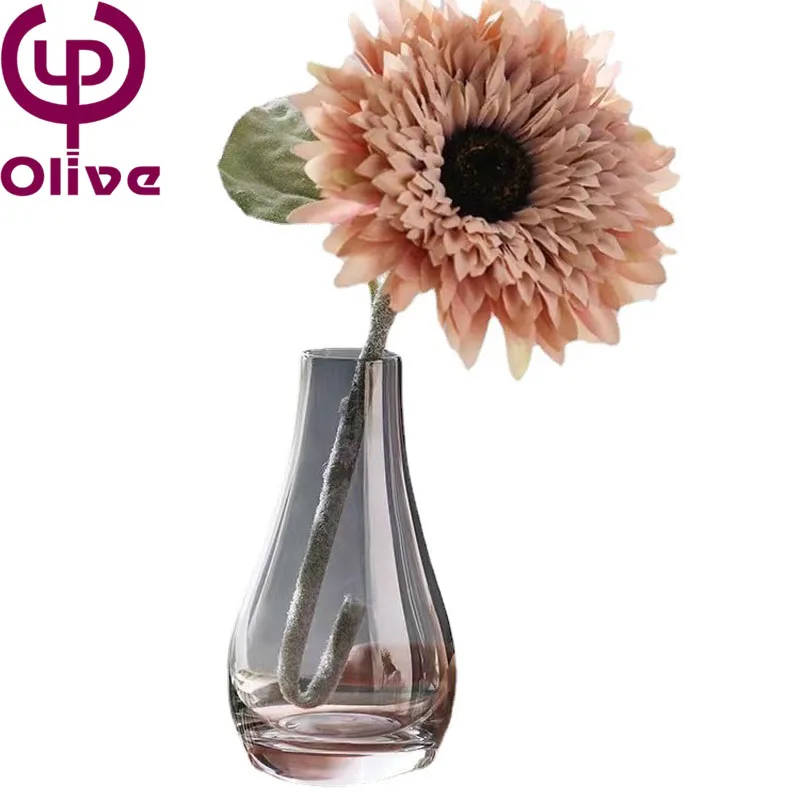 Net Red Ins Mini Narrow Mouth Wedding Vase Office Desktop Lalic Crystal Glass Vase Dried Flower Hydroponic Home Decoration