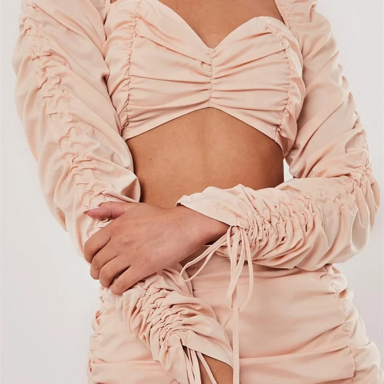 
Womens club dress ladies sexy wrinkle puff sleeve bodycon dresses for women party 