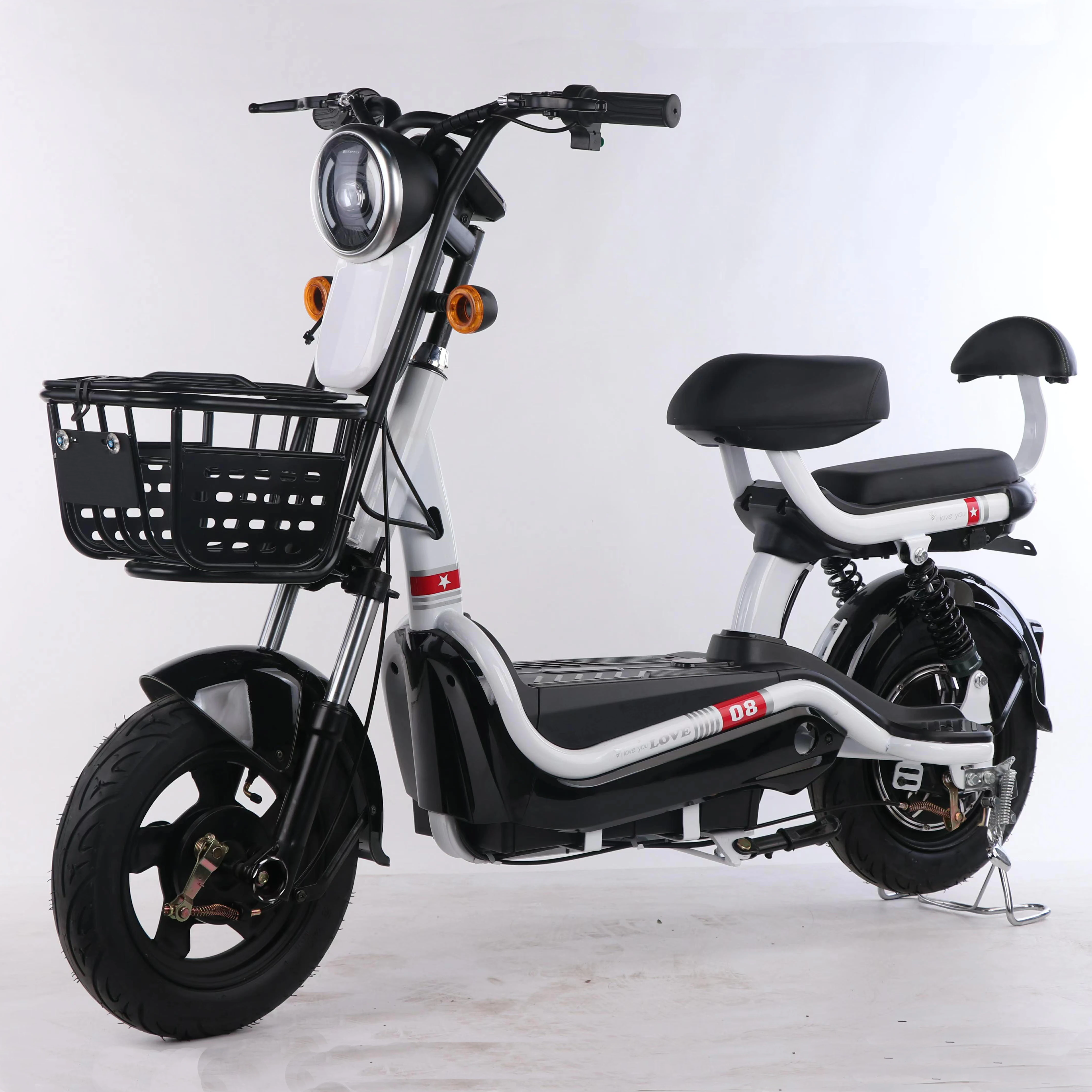 High Quality 48V 12A Hybrid Electric Bike Integrated Battery Rear Hub Motor 2 Seats Fat Tire 2 Seat Electric Motorcycle/E-Bike