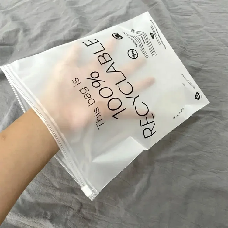 Wholesale Factory Packing Clothes Frosted Zipper Plastic Poly Matte Clothing Packaging Ziplock Bags Custom Logo