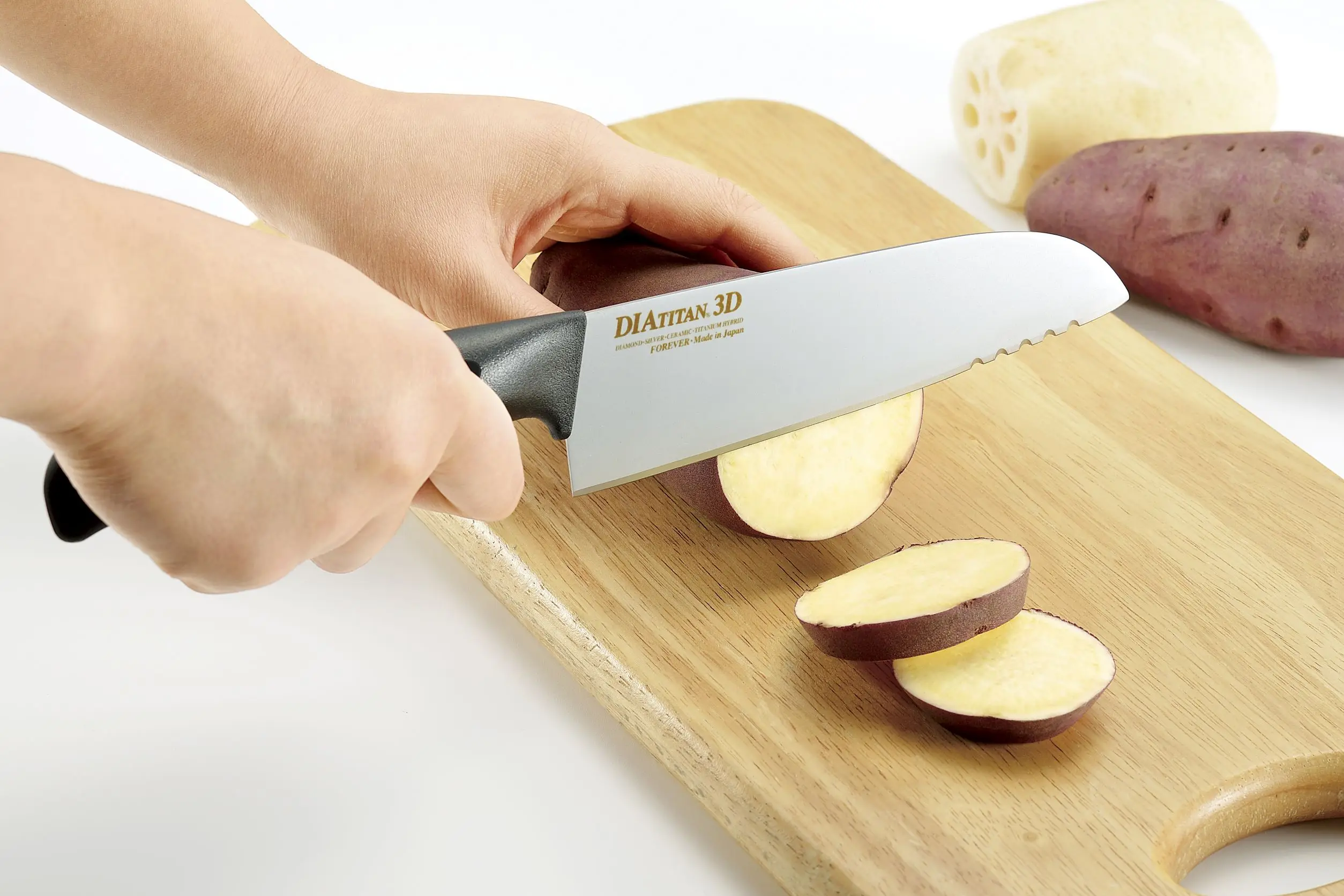 Commercial Kitchen  Color Code Stainless Steel Kitchen Chef Knife  Diamond Titanium 3D Knife with Titanium Handle 160mm