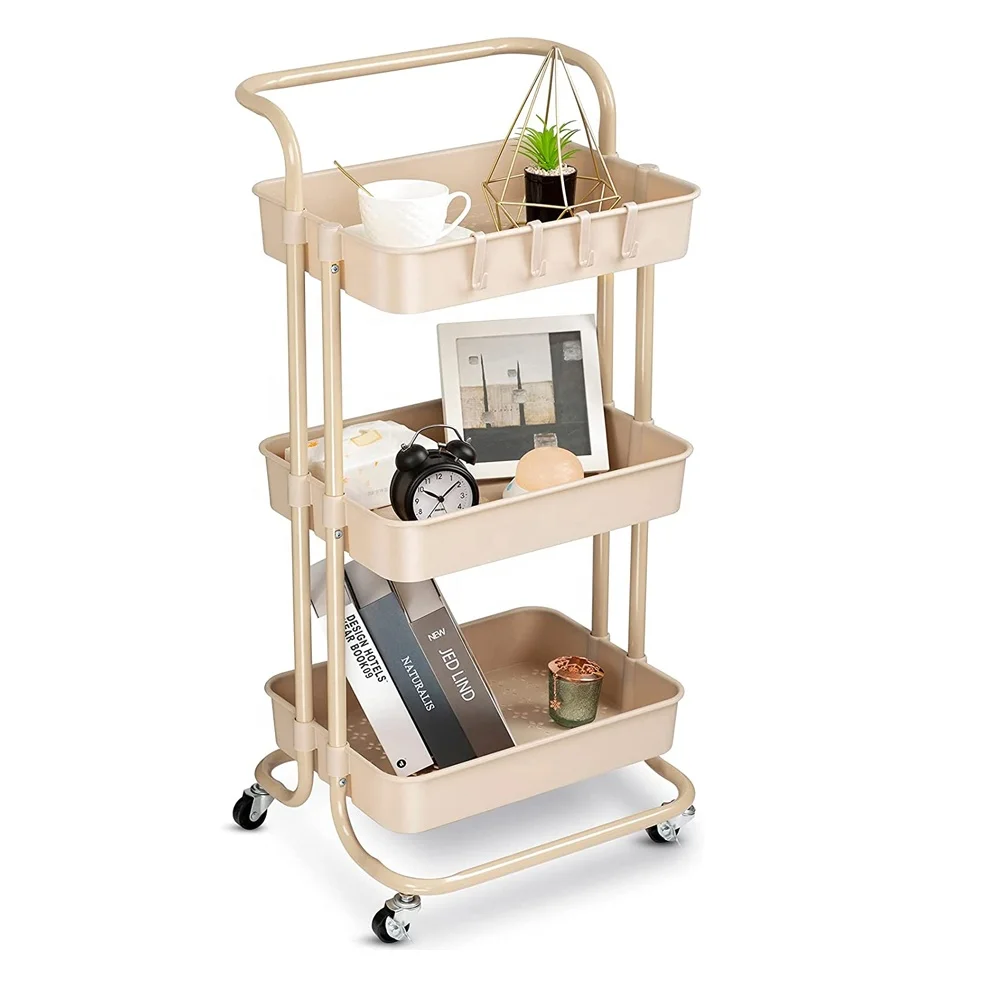 Utility Plastic Serving Kitchen Trolley Cart Mobile Rolling Microwave Island Furniture Island Cart Storage Cabinet With Wheels