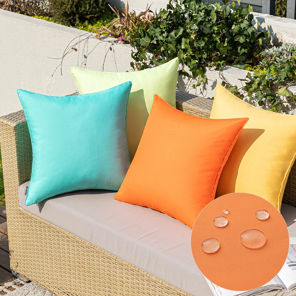 Waterproof Patio Furniture Cushion Covers Outdoor Garden Pillowcase Solid Color Polyester Sofa Throw Pillow Covers