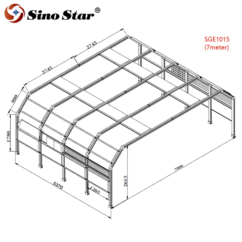 Factory LED Light Tunnel With The Drawing Design Showroom Auto Detailing Light Sino Star SGE1015D 7meter