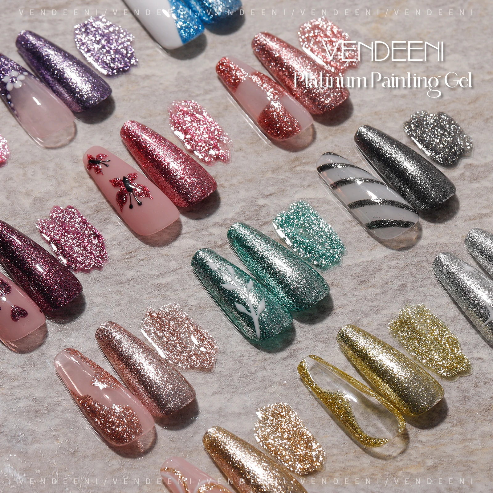 Vendeeni Private Label New Arrival Nail Art Product Soak Off Nail Painting Gel Polish Artistic Platinum Painting Gel