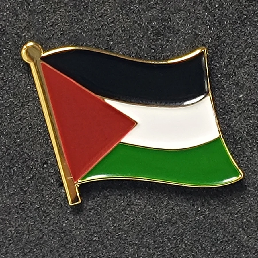 Manufacture Bulk Custom Round Soft Hard Enamel Metal Magnet Palestine Flag Badge Lapel Pin With Backing Card