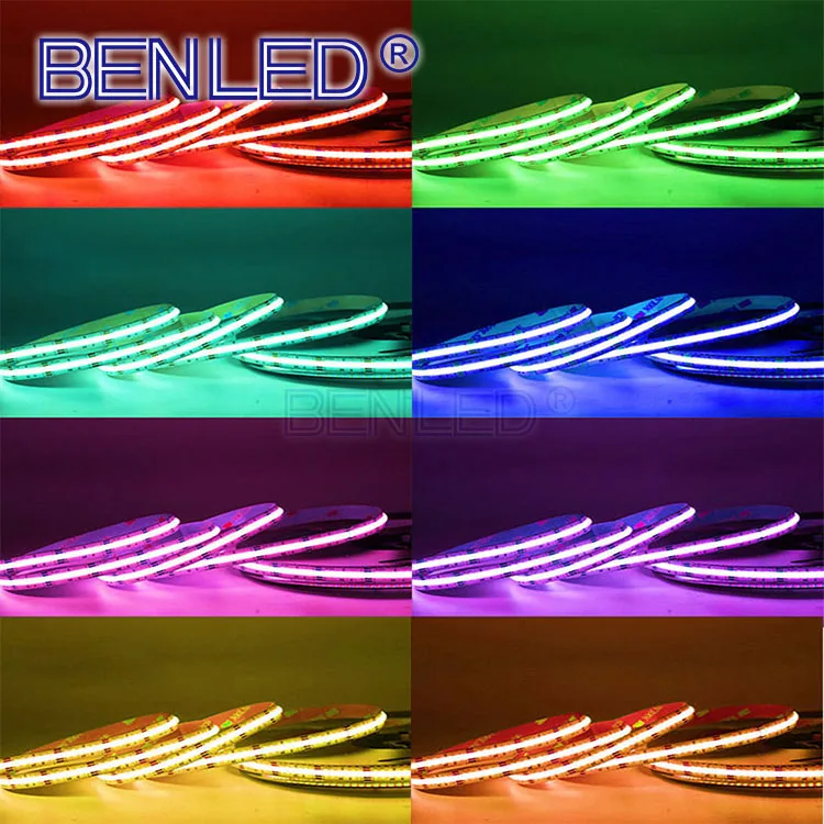 Upgraded High Density LED Tape Ribbon Light DC12V 24V 480leds 8mm IP20 10W/M Dotless RGB Flexible COB LED Strip