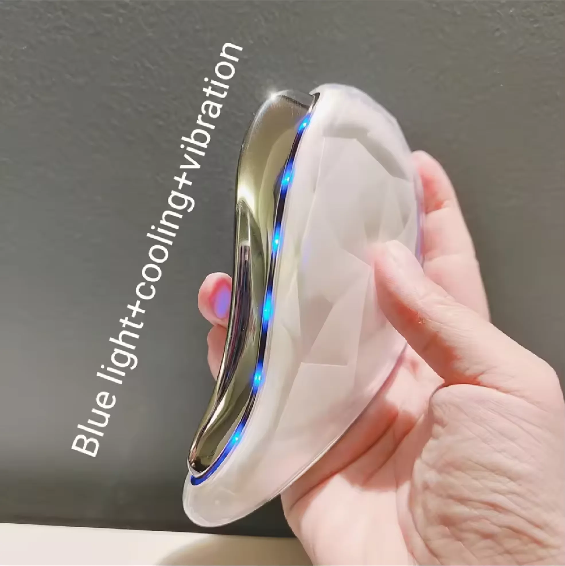 Electric gua sha with led blue light ems gua sha board face slimming skin tightening wrinkle removal vibrating scraping massage