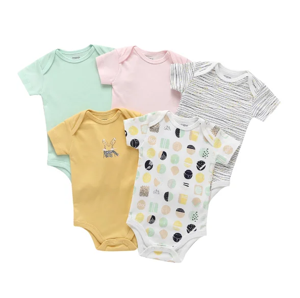 Baby Summer Pure Cotton Clothes Boy girl short sleeve Baby Romper  Cotton Bodysuit  Newborn Onesie 5pc/pack