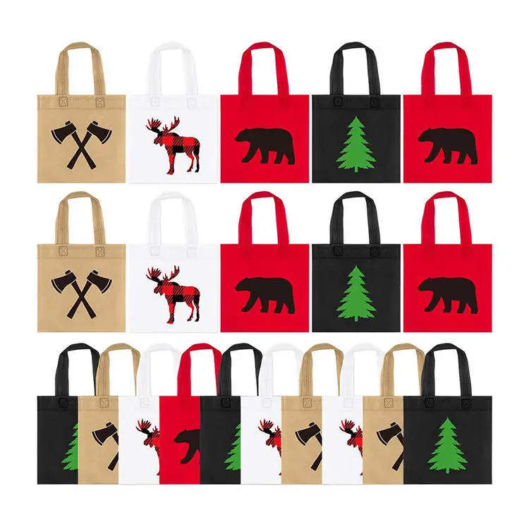 Popular fashion style top quality custom fancy printed logo reusable shopping tote non woven bag for christmas