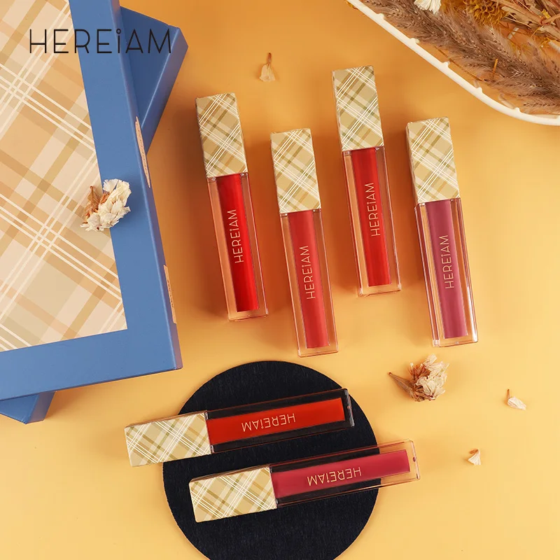 HEREIAM High Pigment Matte Lip Gloss Moisturizing Silky Smooth Long Lasting Lipstick Sexy Makeup For Girls
