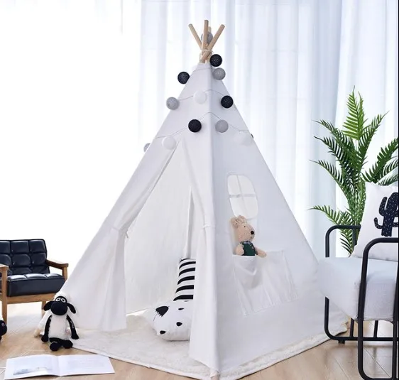 Indoor Teepee Tents  newborn infant Play House chevron canvas teepee tent for Girls and Boys Toddlers Kids Room Xmas Gift
