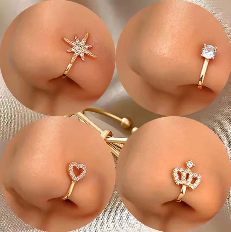 Rock Hip Hoop punk Fashion Body Jewelry Fake Piercing Perforation Nose Ring Fake Clip Septum Nose Ring for Women