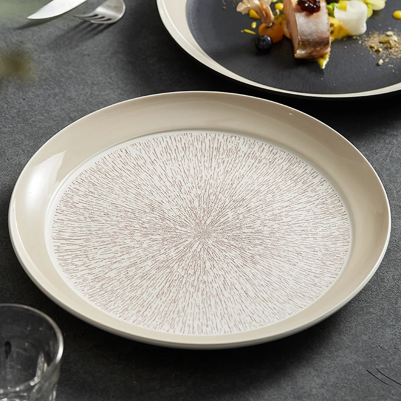 Japanese ceramic 11 inch advanced sense of light luxury western dinner plate beautiful hotel special plate