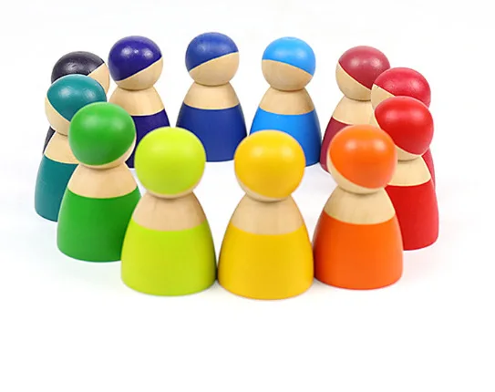 Детские Большие радужные штабелируемые куклы walдорф игры детские креативные строительные блоки обучающая деревянная игрушка для детей