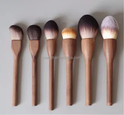 China factory handmade walnut handle synthetic hair wholesale makeup brush set customized