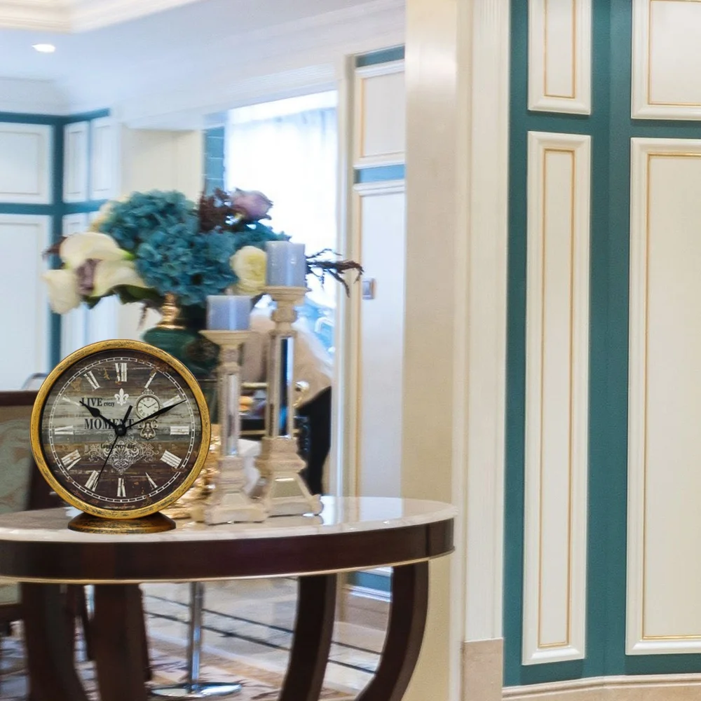 
Classic Silent Desk Clock, 6 Inch Black Non-ticking Decor Wall Clock Easy to Ready For Kitchen/Bathroom/Office 