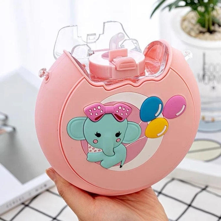 New Arrival Doughnut kids Water Bottle 380ML Portable Plastic Bottles with Spout for Children