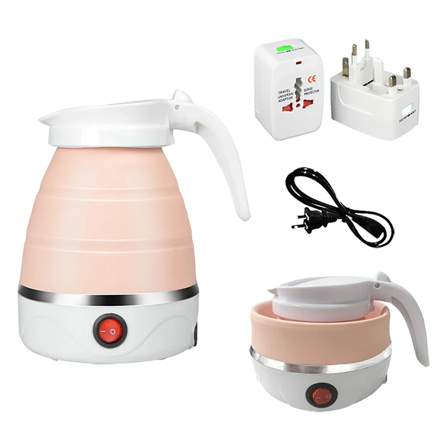 1.2L Mini Silicone travel foldable electric kettle portable electric boil dry protection with converter