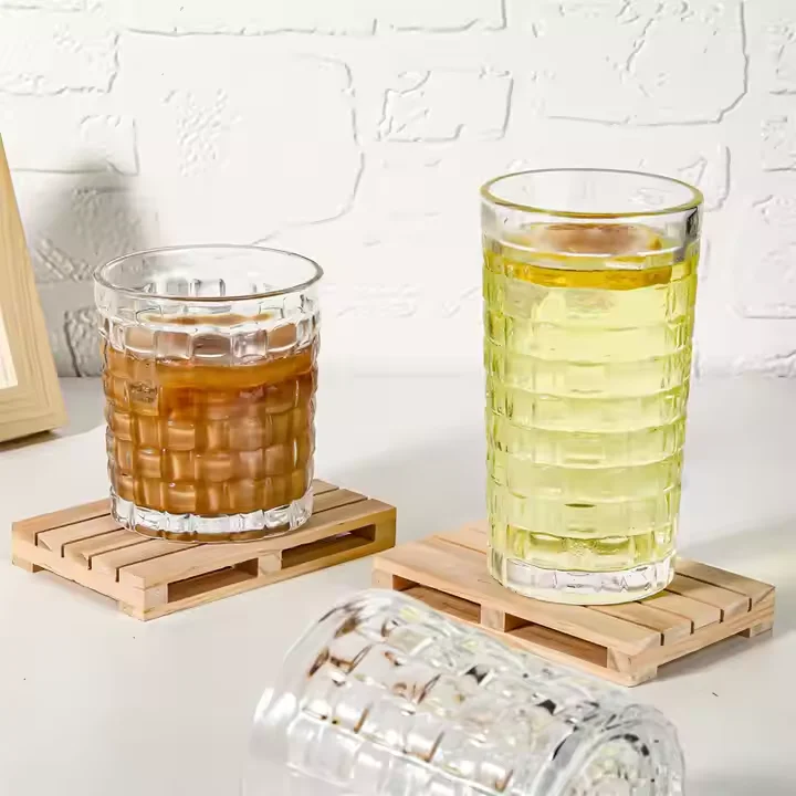 Creative European style rattan shape single layer glass High appearance level whiskey glass clear thickened cold drink glass
