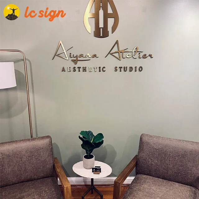 Stainless steel waterproof logo name backlit sign 3d illuminated logo sign company electrical business 3d metal logo