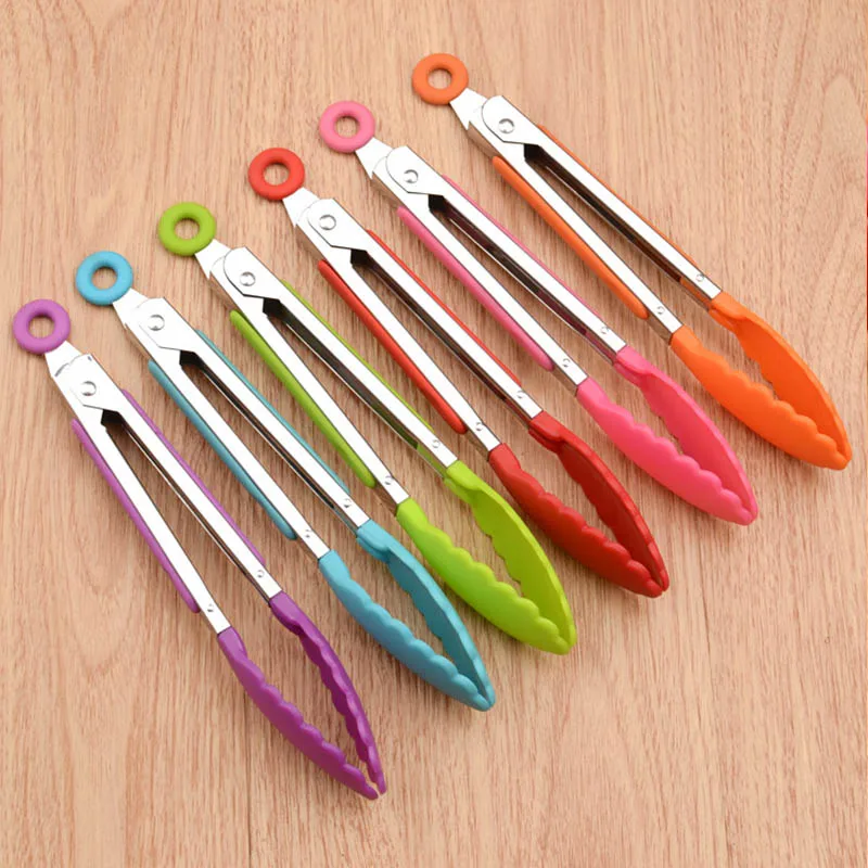 Heat Resistance Cute BBQ Tong Promotional Product Multifunctional Salad Fruit Vegetable Kitchen Silicone Food Tongs