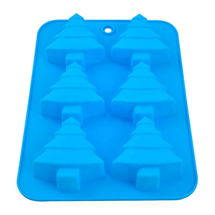 
6 hole Cake Baking Mold Cake Pan Handmade Soap Moulds Biscuit Chocolate Ice Cube Tray Ornament DIY Christmas Tree Silicone Molds 