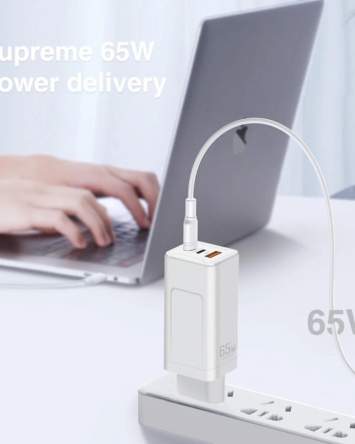 USB C Charger GaN Tech 65W Dual Port PD Wall Charger for MacBook