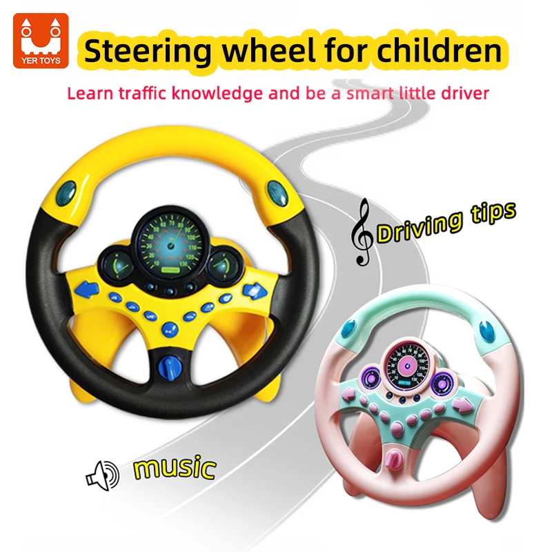 Kids Simulation Steering Wheel Toy Electric Educational Toy Simulated Driving Wheel Toy with Light and Music