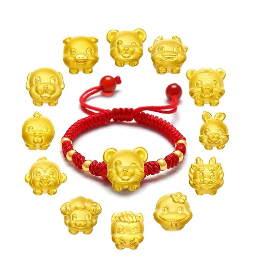 Luxury Fashion Gold 12 Chinese Zodiacs Charm Bracelet Fine Jewelry Women Men Female  Bracelets