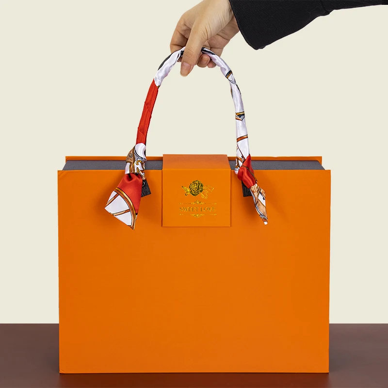 SUNDO Wholesale gray custom logo ribbon paper box for gift packaging gift box set