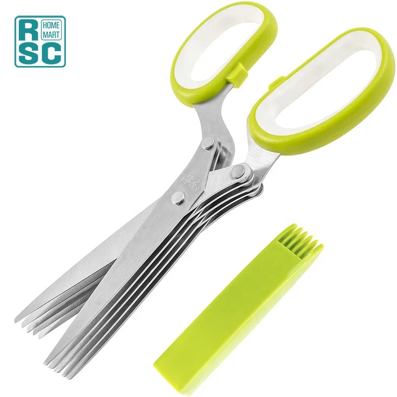 
Herb Scissors Kitchen Shear,Multi-blades Cutting Herbal Scissors with Cleaning Comb And Protective Cover for Kitchen 