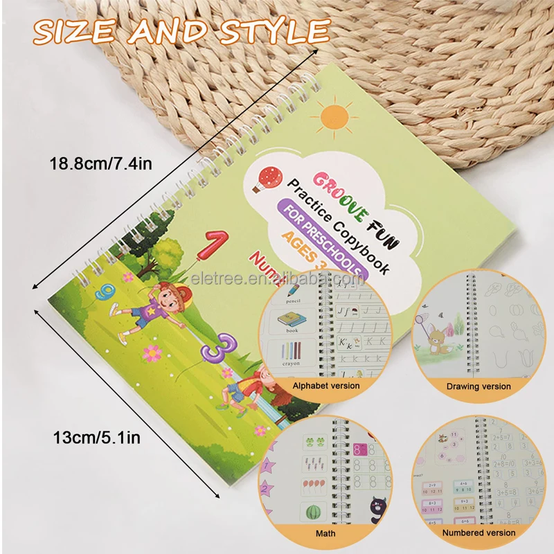 2024 Children Amazing Groove Cursive English Writing Handwriting Practice Book Magic Writing Book With Slots