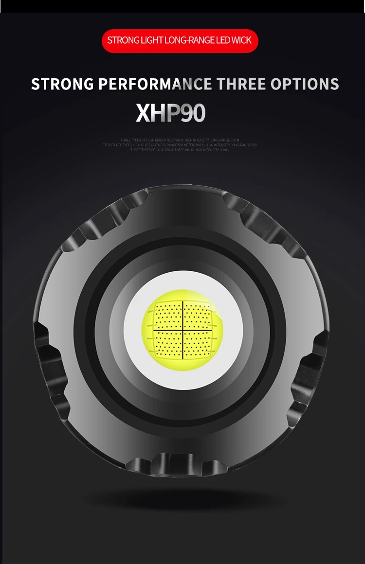 Мощный светодиодный фонарик XHP90 перезаряжаемый тактический с разъемом Usb 18650 типа C