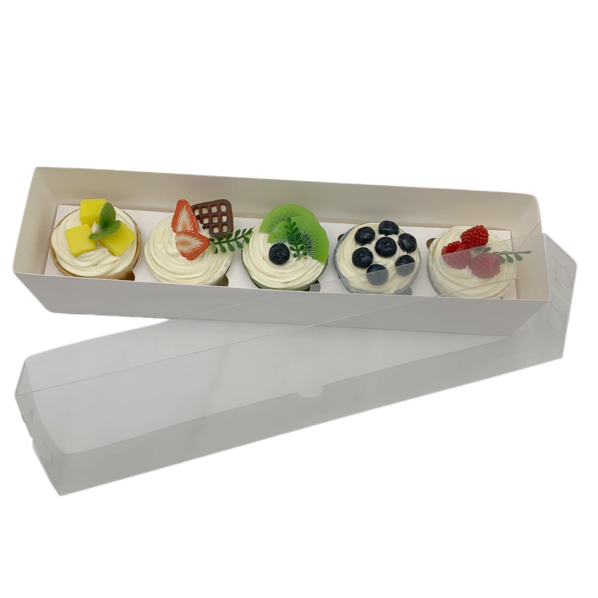 box with window 3/4/5hole cupcake packaging boxes custom cake box high quality bakery packing rectangular PET lid cake cardboard