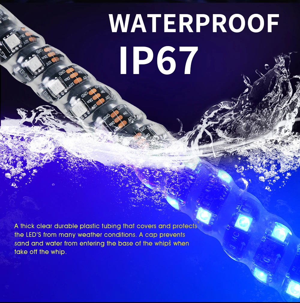 Off Road Offroad Latigos Buggy Whip Antena Led Rgb Antennas Utv Parts Whip Light Off Road