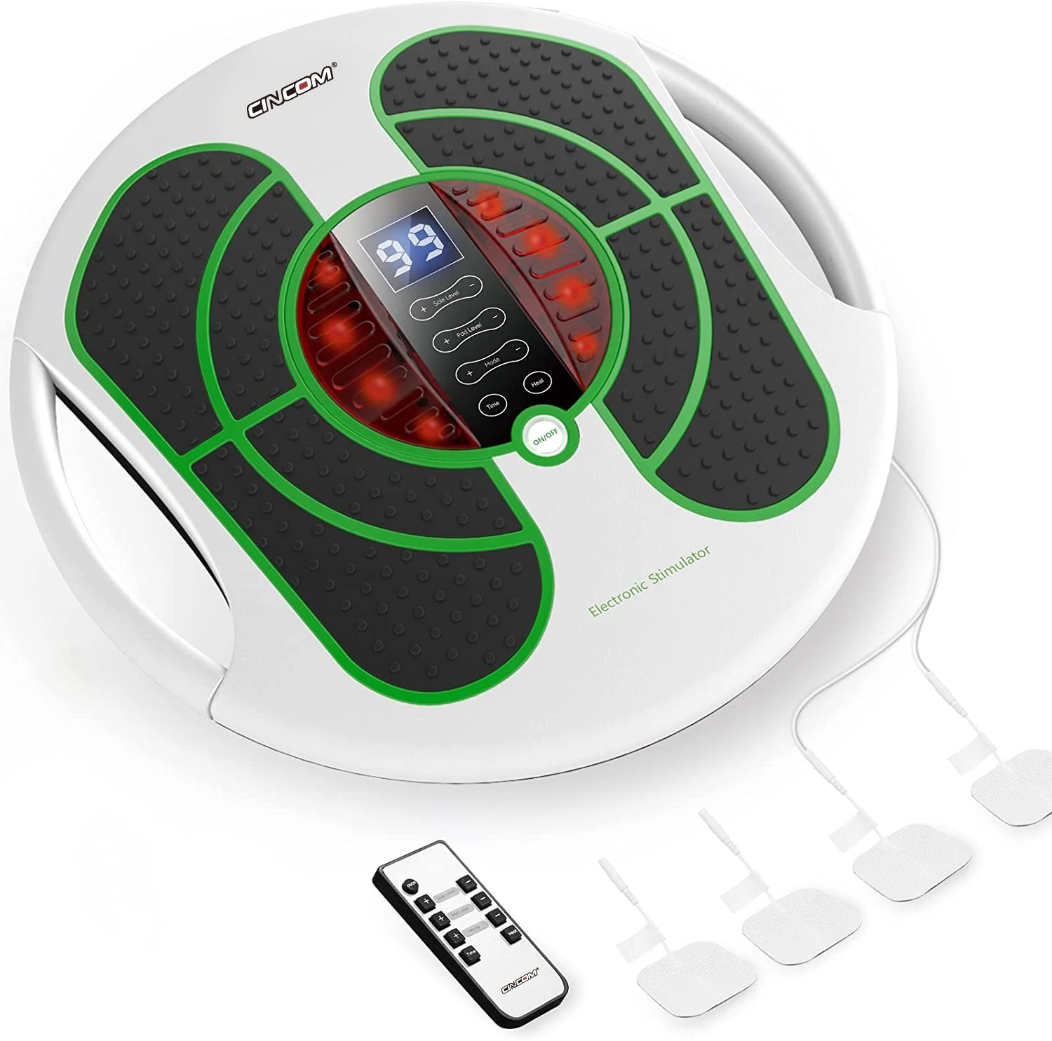 EMS & TENS Foot Massager Electric Stimulator with Heat Pain Relief Foot Circulation Stimulator Massage Machine