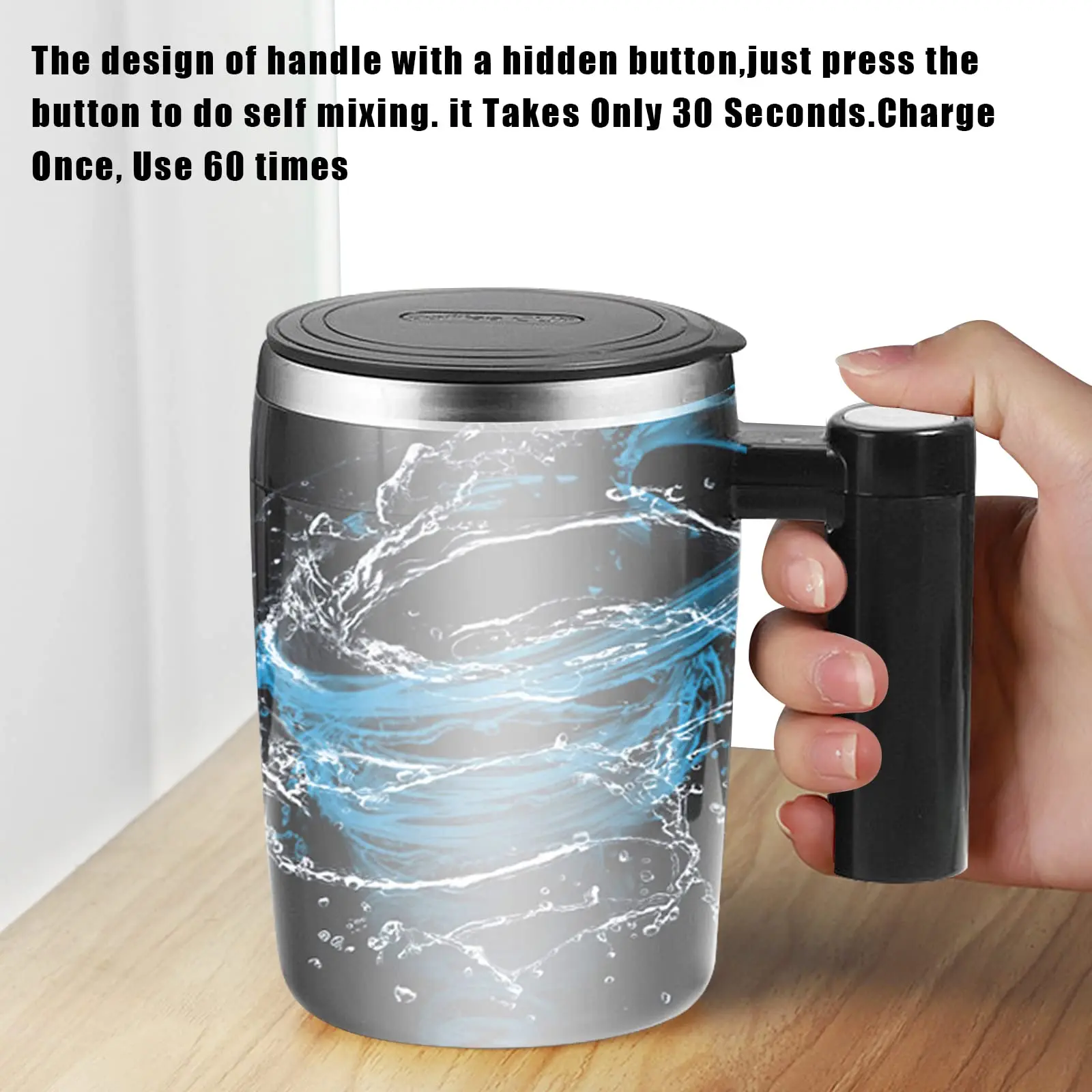 Automatic Magnetic Self Stirring Mixing Coffee Cup Travel Stainless Steel Coffee Mug With Lid