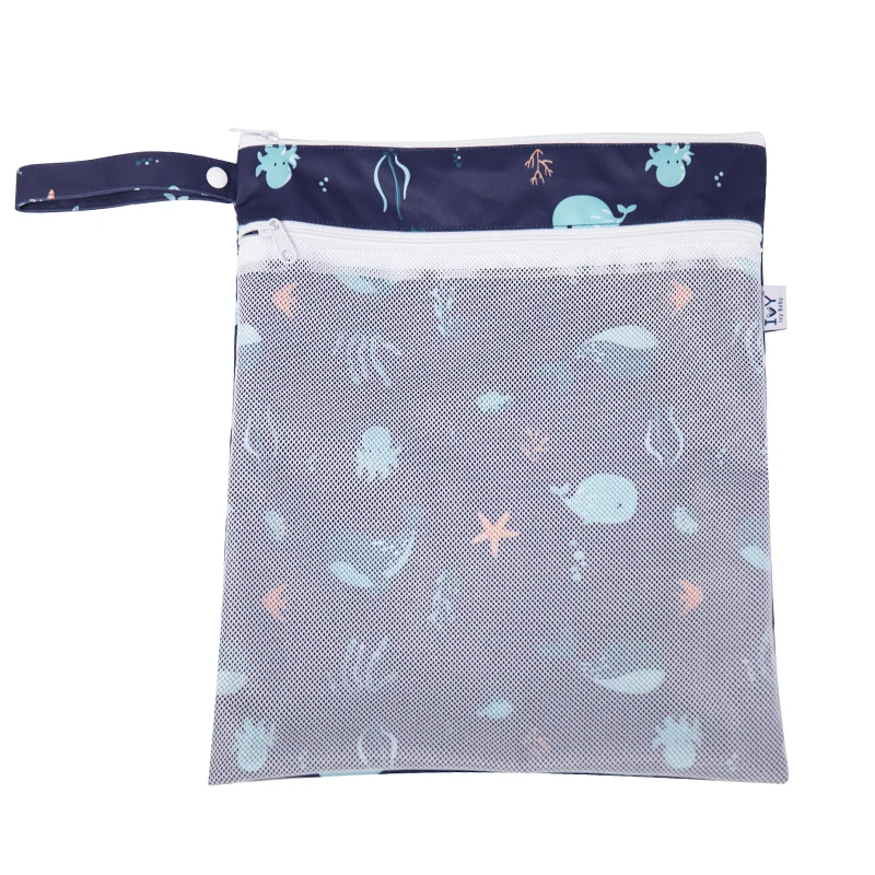 Babyshow Nappy Wet Dry Bag Double Handle Baby Stroller Hanging Bag Waterproof Washable Reusable Wetbag