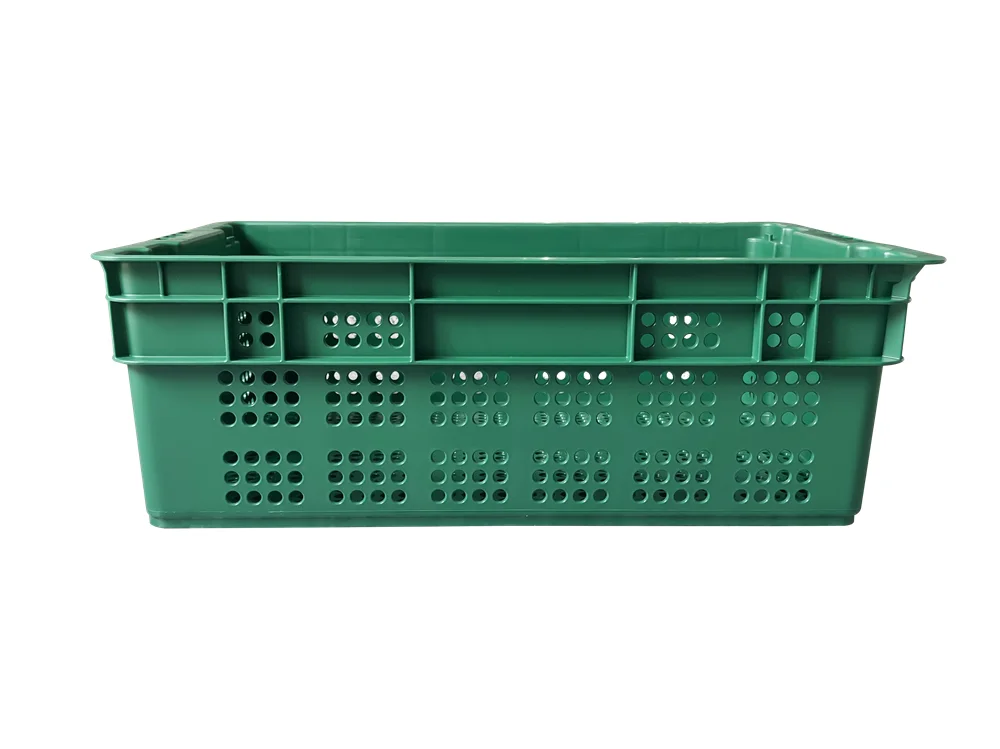 China supplier wholesale 600x400x200 mm Green Strong Plastic Mesh Crates For Vegetable Nest Stack Vented Plastic Baskets