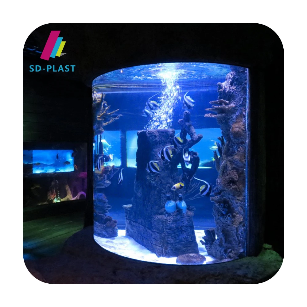 Ultra clear acrylic custom high transparency pmma cast glass large aquarium fish tank big acrylic cylinder aquarium
