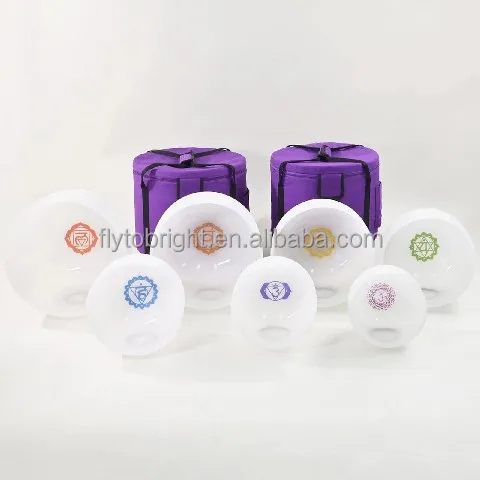 Chakra Frosted White Quartz Crystal Singing Bowl Sound Healing And Medit Singing Bowl Set