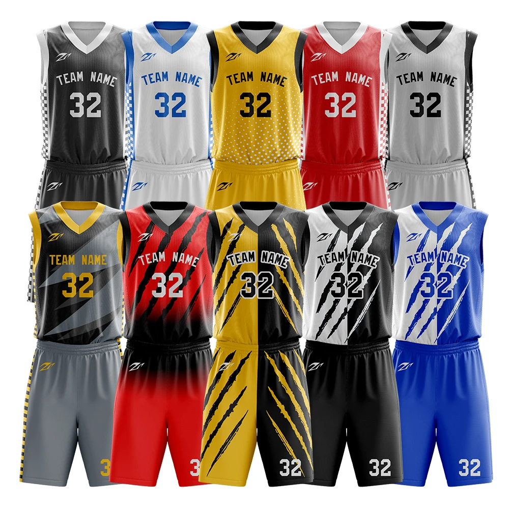 New style polyester sublimation logo basketball  uniform custom design black and red basketball jersey
