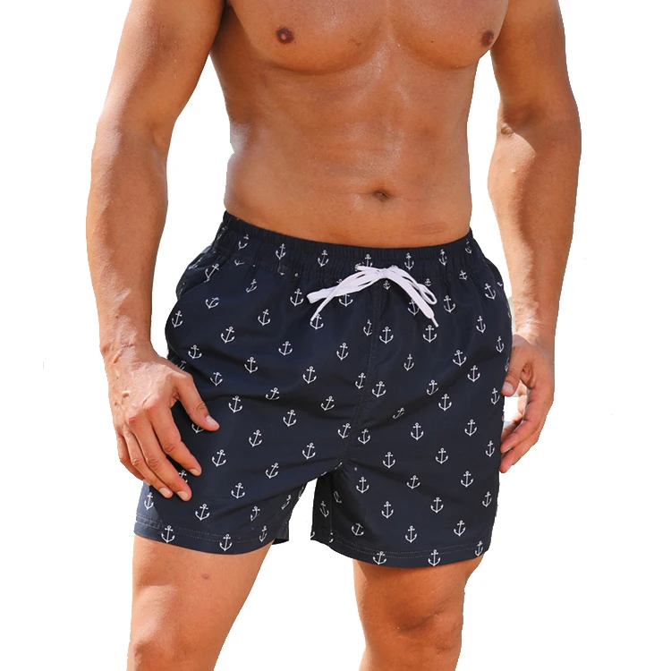Custom Printed Mens Swim short Quick Dry Male Swimwear Surfing Beach Shorts with Side Pockets