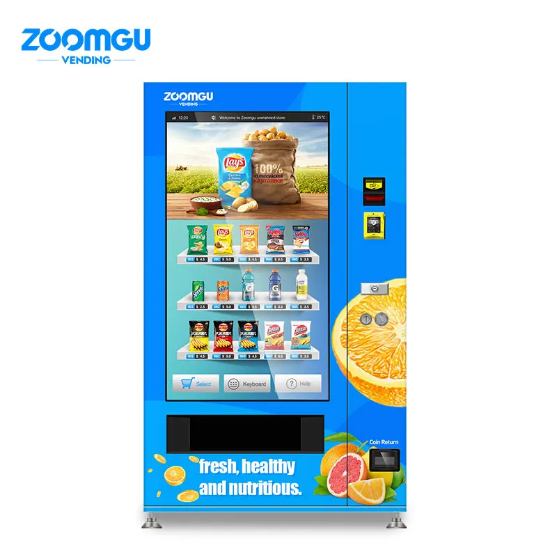Zoomgu Snack And Cold Beverage Lcd Vending Machine With 55 Inch Touch Screen