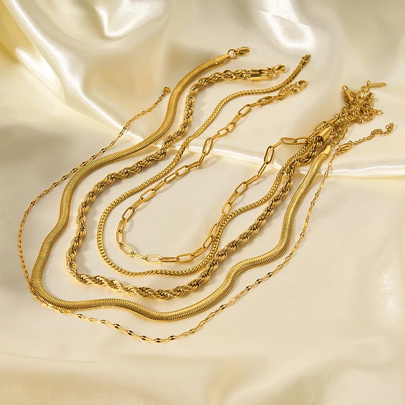 18K electroplated necklace versatile snake bone chain for women jewelry