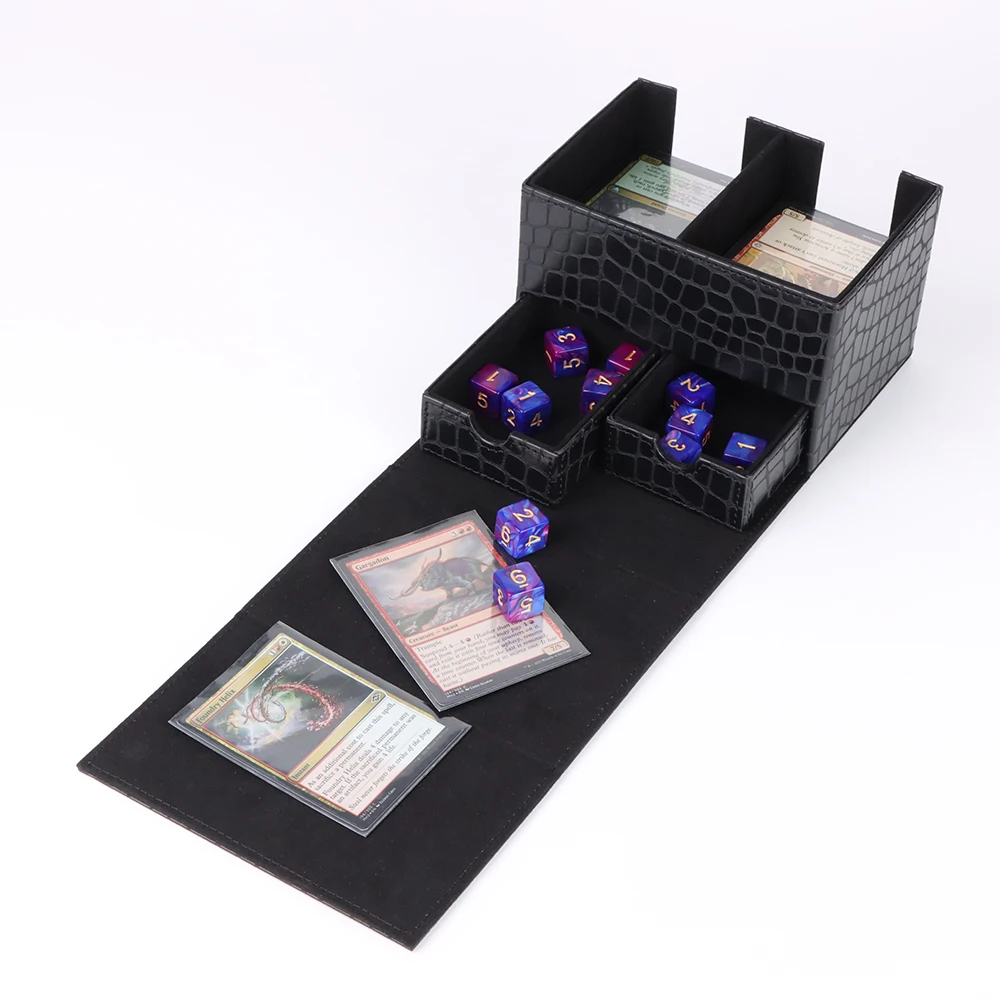Wholesale 100+ PU Leather Mtg Game Storage Yu-Gi-Oh Box Tcg Card Custom LOGO Deck Box Leather Card Deck Box