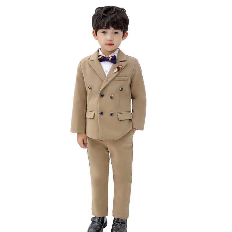Boys 3Colors Jacket Pants 2Pcs Clothing Set Kids Formal Wedding Suit Gentleman Children School Performance Graduation Dress
