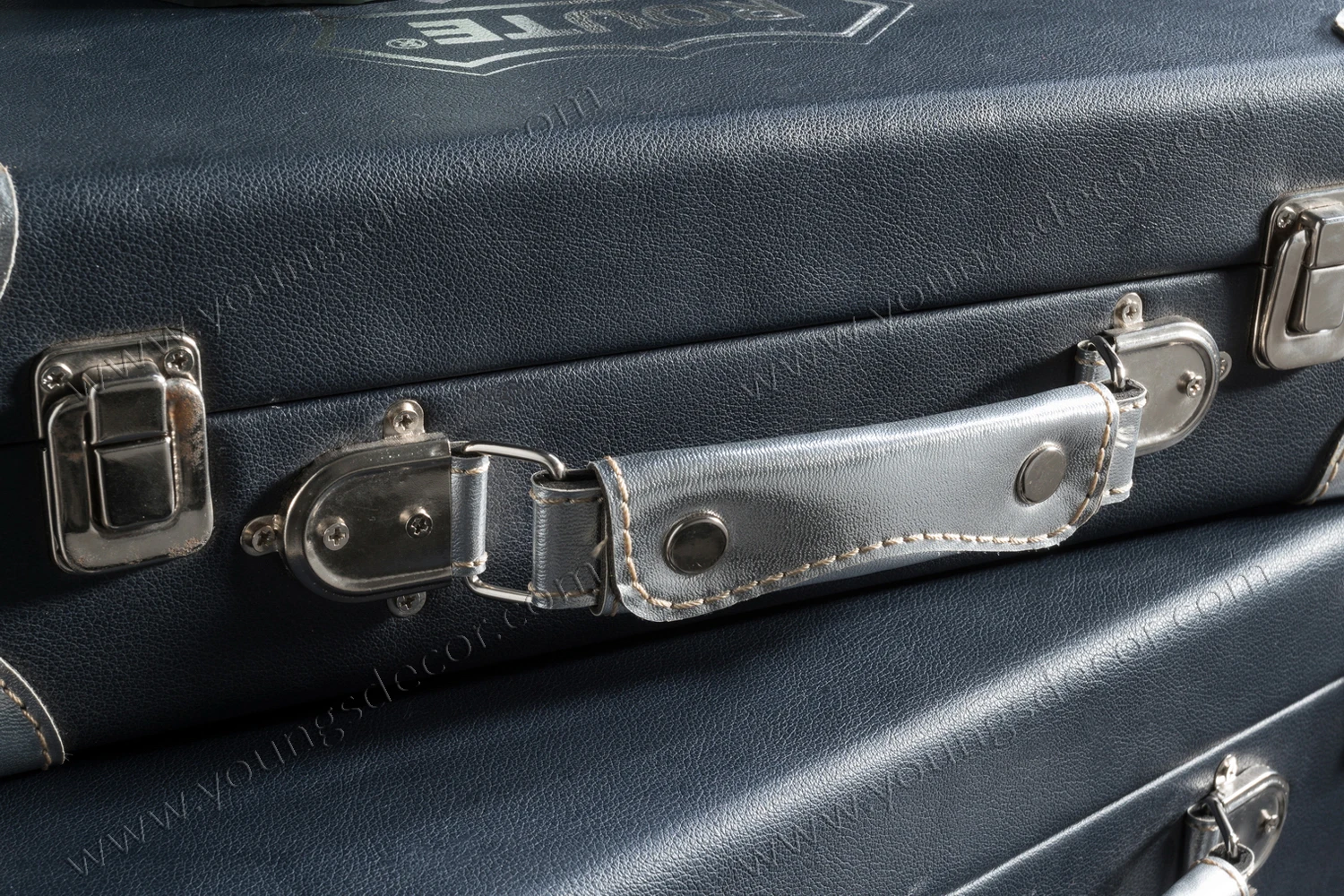 Decorative Wooden Luggage Suitcase Storage Trunk Sets with PU Faux Leather and Pressed Logo Covered